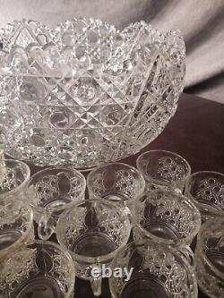 L. E. Smith Vintage 20pc Glass Punch Bowl Set
