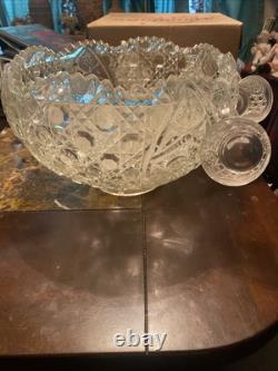 L E Smith Vintage Daisy And Button Punch Bowl Set With12 Cups & Ladle