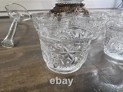 L. E. Smith Vintage Fifteen Piece Punch Bowl Set With Gold Colored Base