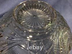 L. E. Smith Vtg 15 Pc Punch Bowl Set With Gold Tone Base Pinwheel & Stars