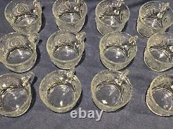 L. E. Smith Vtg 15 Pc Punch Bowl Set With Gold Tone Base Pinwheel & Stars