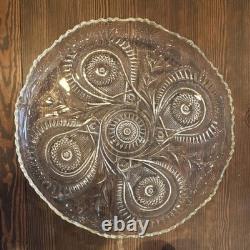 L. E. Smith glass punch bowl under-plate with cupped edge