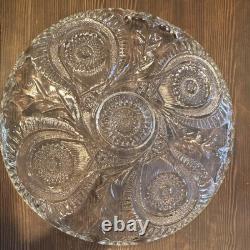 L. E. Smith glass punch bowl under-plate with cupped edge