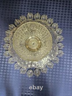 L E SmithVintage Heavy Glass Daisy & Button Punch Bowl Pattern Set with 24 Cups