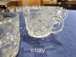 L E SmithVintage Heavy Glass Daisy & Button Punch Bowl Pattern Set with 24 Cups