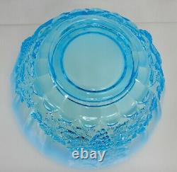 L G Wright Blue Opalescent Glass Punch Bowl and 12 cups 82511