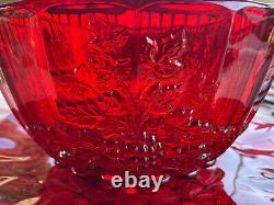 L. G. Wright Ruby Grape Panel Punch Bowl & Underplate