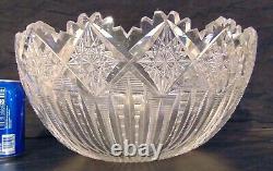 LARGE ABP American Brilliant Cut Glass Crystal Punch Bowl 15