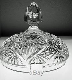 Large Abp Cut Glass Crystal Barrel Shaped Covered Punch Bowl