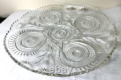 LARGE L. E. Smith Pinwheel & Stars Cupped Punch Bowl withUnderplate & Glass Ladle