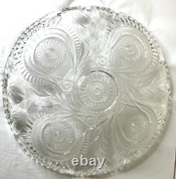 LARGE L. E. Smith Pinwheel & Stars Cupped Punch Bowl withUnderplate & Glass Ladle