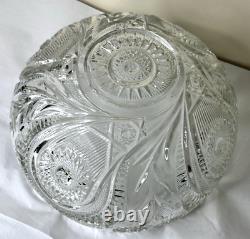 LARGE L. E. Smith Pinwheel & Stars Cupped Punch Bowl withUnderplate & Glass Ladle