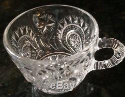 Large Vintage Antique Eapg Glass Punch Bowl 12 Cups & Tray Party Set