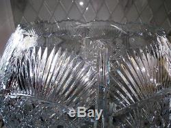 LARGE Vintage HEAVY 15 TALL CUT CRYSTAL PUNCH BOWL BEAUTIFUL DESIGN, Marked