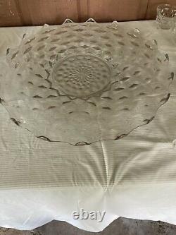 LAST CALL! FOSTORIA American Large Punch Bowl-Large Tray-12 cups EUC