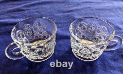 LE SMITH GLASS DAISY & BUTTON PUNCH BOWL With 24 Cups in Orig Box