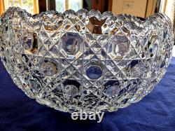 LE SMITH GLASS DAISY & BUTTON PUNCH BOWL With 24 Cups in Orig Box