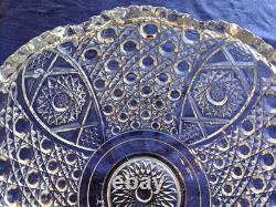 LE SMITH GLASS DAISY & BUTTON PUNCH BOWL With 24 Cups in Orig Box