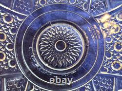 LE SMITH GLASS DAISY & BUTTON PUNCH BOWL With 24 Cups in Orig Box