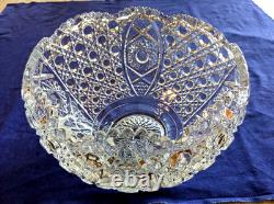 LE SMITH GLASS DAISY & BUTTON PUNCH BOWL With 24 Cups in Orig Box