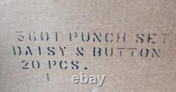 LE SMITH GLASS DAISY & BUTTON PUNCH BOWL With 24 Cups in Orig Box