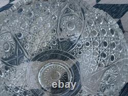 LE SMITH Glass DAISY & HOBSTAR BUTTON PUNCH BOWL 19 Pc Set 18 Cups/Bowl/receipt