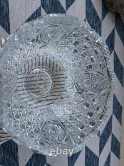LE SMITH Glass DAISY & HOBSTAR BUTTON PUNCH BOWL 19 Pc Set 18 Cups/Bowl/receipt