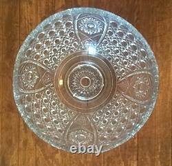 LE Smith 13 Punch Bowl EAPC Prescut Glass Daisy & Button With 17 Cups Glass Ladle