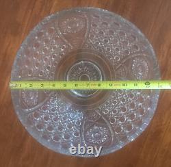 LE Smith 13 Punch Bowl EAPC Prescut Glass Daisy & Button With 17 Cups Glass Ladle