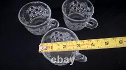 LE Smith 13 Punch Bowl EAPC Prescut Glass Daisy & Button With 17 Cups Glass Ladle