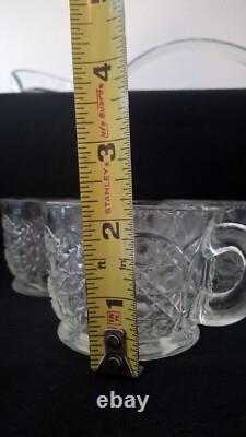 LE Smith 13 Punch Bowl EAPC Prescut Glass Daisy & Button With 17 Cups Glass Ladle