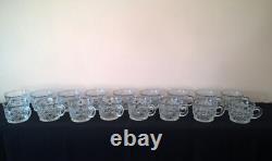 LE Smith 13 Punch Bowl EAPC Prescut Glass Daisy & Button With 17 Cups Glass Ladle