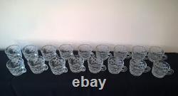 LE Smith 13 Punch Bowl EAPC Prescut Glass Daisy & Button With 17 Cups Glass Ladle