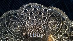 LE Smith 13 Punch Bowl EAPC Prescut Glass Daisy & Button With 17 Cups Glass Ladle