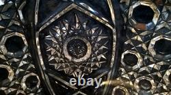 LE Smith 13 Punch Bowl EAPC Prescut Glass Daisy & Button With 17 Cups Glass Ladle