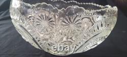 LE Smith 14.5X8 Punch Bowl, 10 Cups Pinwheel & Stars Etched & Plastic Ladle