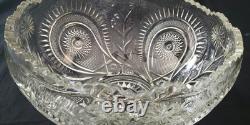 LE Smith 14.5X8 Punch Bowl, 10 Cups Pinwheel & Stars Etched & Plastic Ladle