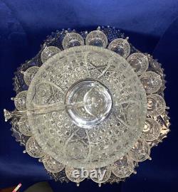 LE Smith 20 Pcs Complete Daisy & Buttons Punch Bowl Set Cups Glass Ladle Platter