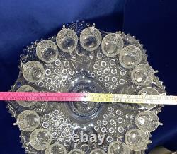 LE Smith 20 Pcs Complete Daisy & Buttons Punch Bowl Set Cups Glass Ladle Platter
