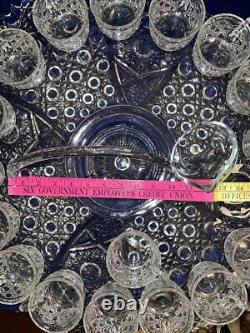 LE Smith 20 Pcs Complete Daisy & Buttons Punch Bowl Set Cups Glass Ladle Platter