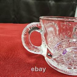 LE Smith Clear Glass Punch Bowl and 30 Cups Pinwheel Star Patterns