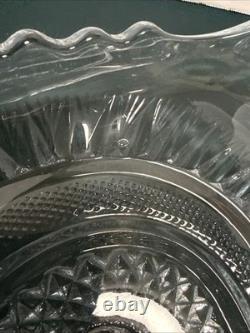 LE Smith Colony Horseshoe Pinwheel & Stars Punch Bowl Underplate 21 EUC HEAVY