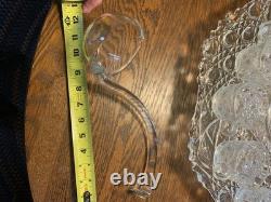 LE Smith Cut crystal punch bowl Daisy&Button Pattern WithUnderplate/12 Cups/Ladle