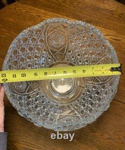 LE Smith Cut crystal punch bowl Daisy&Button Pattern WithUnderplate/12 Cups/Ladle