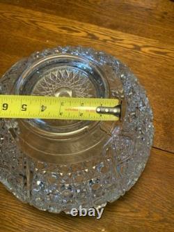 LE Smith Cut crystal punch bowl Daisy&Button Pattern WithUnderplate/12 Cups/Ladle