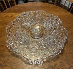 LE Smith Cut crystal punch bowl Daisy&Button Pattern WithUnderplate/12 Cups/Ladle