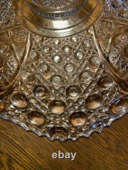 LE Smith Cut crystal punch bowl Daisy&Button Pattern WithUnderplate/12 Cups/Ladle