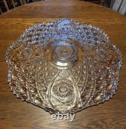 LE Smith Cut crystal punch bowl Daisy&Button Pattern WithUnderplate/12 Cups/Ladle