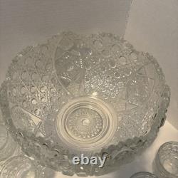 LE Smith Daisy & Buttons Punch Bowl Set with 18 Cups and Glass Ladle