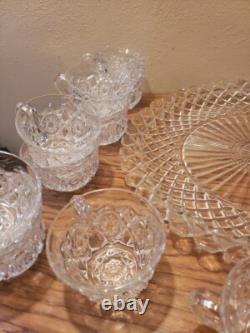 LE Smith Glass DAISY & BUTTON Punch Bowl Set Bowl, 19 Cups, Laddle, Underplate